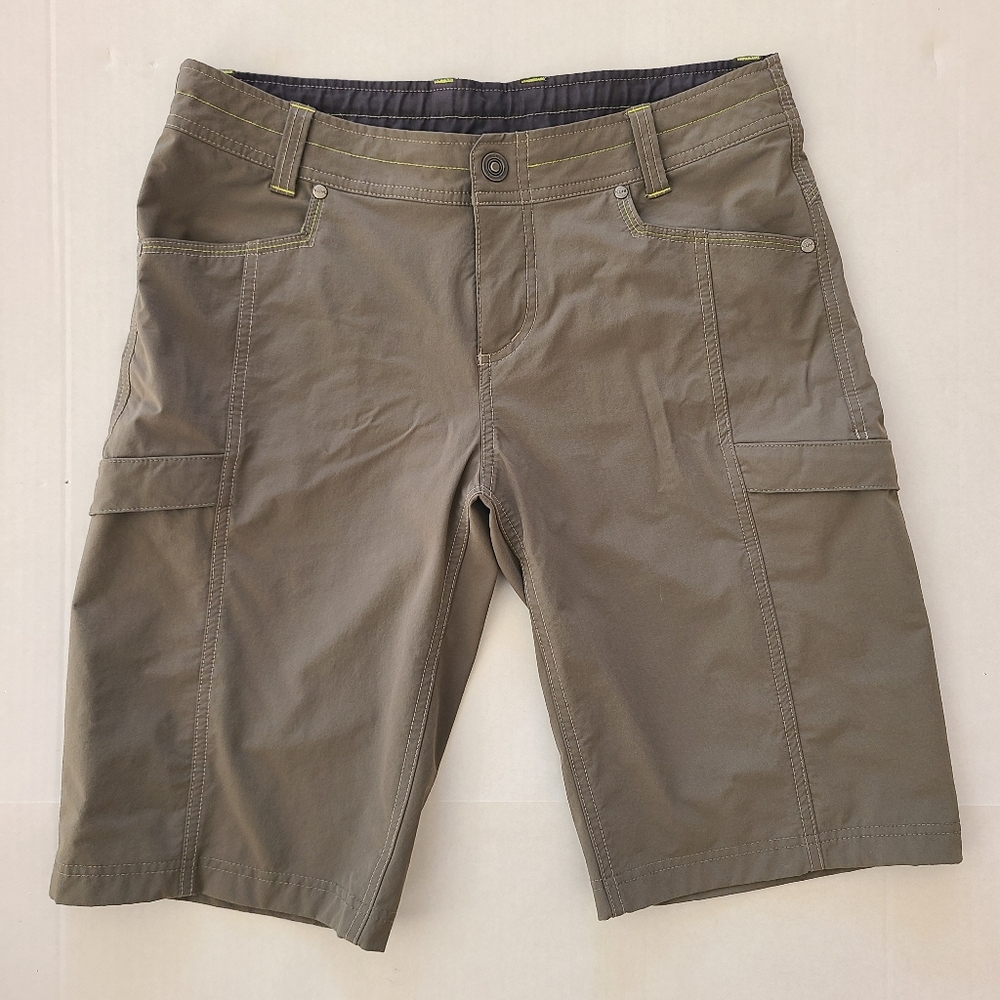 Kuhl Women's Shorts Size 10 Gray Cargo Hiking Outdoor. Longer inseam. Slim fit.